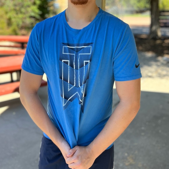 NIKE TIGER WOOD COLLECTION MEN GOLF TO SHIRT TW BLUE DRI FIT ATHLETE WORKOUT GUY - Picture 8 of 16